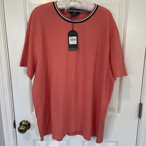 NEW Ben Sherman XXL 2XL men's Textured tshirt coral pink contrast trim Resort